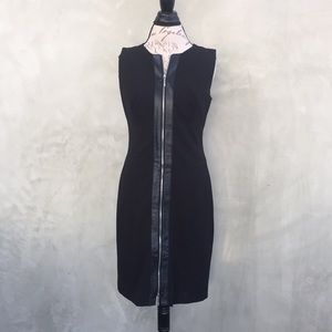 Lauren by Ralph Lauren sleek LBD w/leather accent